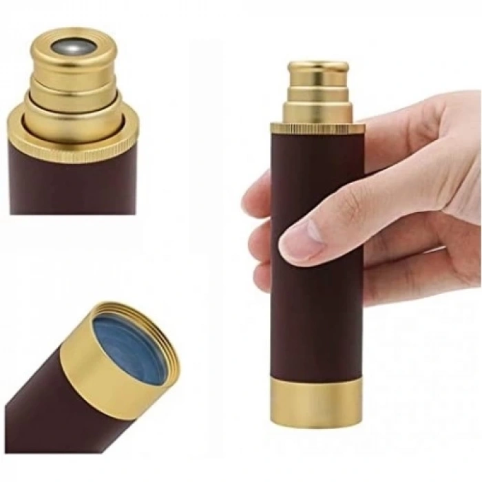 BFS 30x40 Panda Büyük Mercekli Pirinç Gövdeli Deri Çantalı Denizcilik Korsan Dürbün