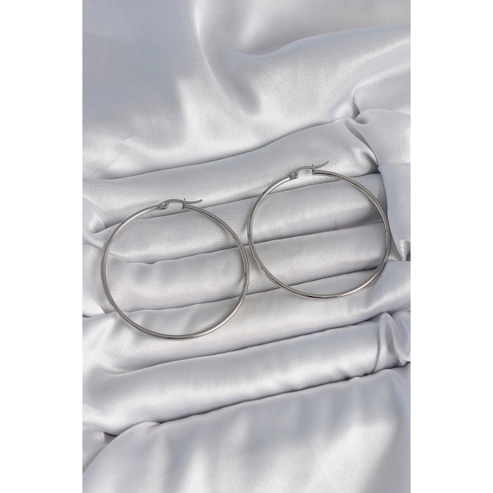 BFS 316 Çelik Gümüş Renk 53 mm Halka Model Kadın Küpe