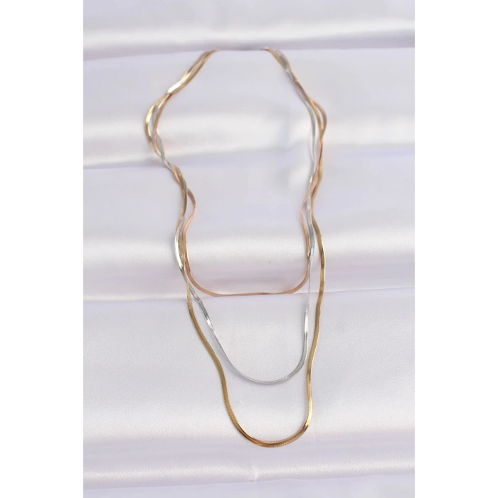 BFS 316L Çelik 3 Renkli İtalyan Zincir Çoklu Kolye