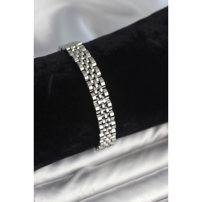 BFS 316L Çelik 9 mm Kalınlıkta Gümüş Renkli Erkek Bileklik