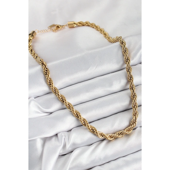 BFS 316L Çelik Burgu Model Gold Renk Kadın Kolye