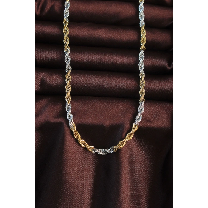 BFS 316L Çelik Çift Renk Burgu Tasarımlı Kolye