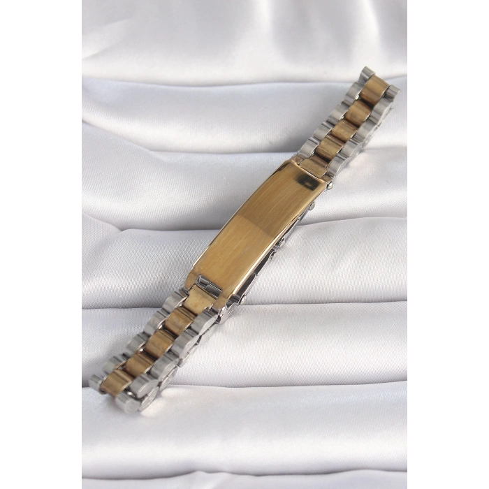 BFS 316L Çelik Gold Gümüş Renk Zincir Künye Model Erkek Bileklik