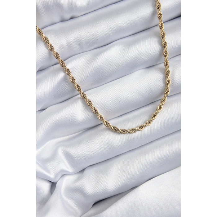 BFS 316L Çelik Gold Renk 60 cm Burgu Model Kadın Kolye
