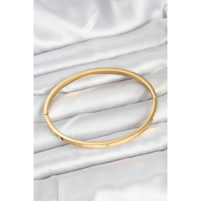 BFS 316L Çelik Gold Renk 65 mm İnce Kadın Kelepçe Bileklik