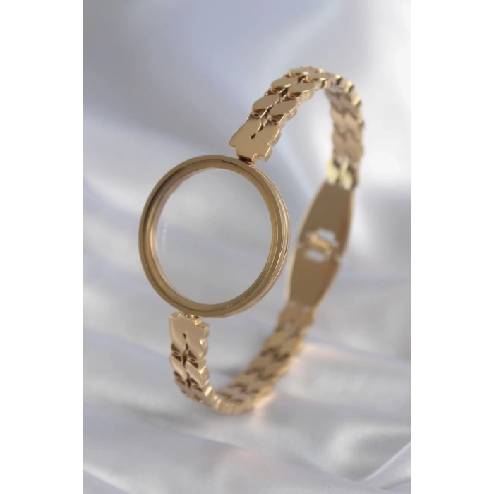 BFS 316L Çelik Gold Renk Arpa İşleme Açılabilir Fanus Model Kadın Kelepçe