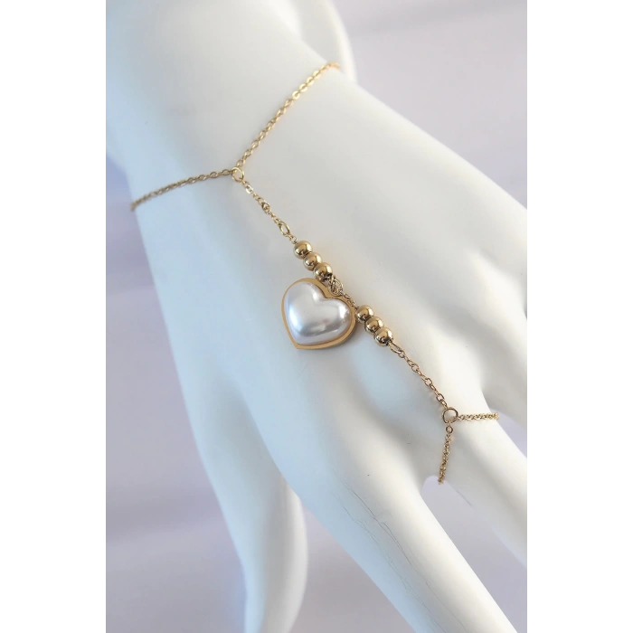 BFS 316L Çelik Gold Renk Beyaz Bubble Kalp Tasarımlı Şahmeran