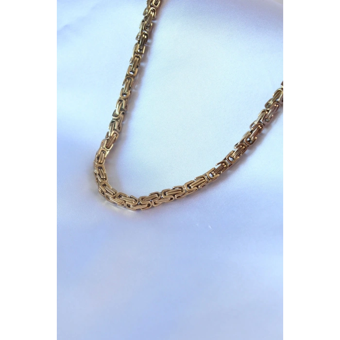 BFS 316L Çelik Gold Renk Kral Zincir Model Erkek Kolye
