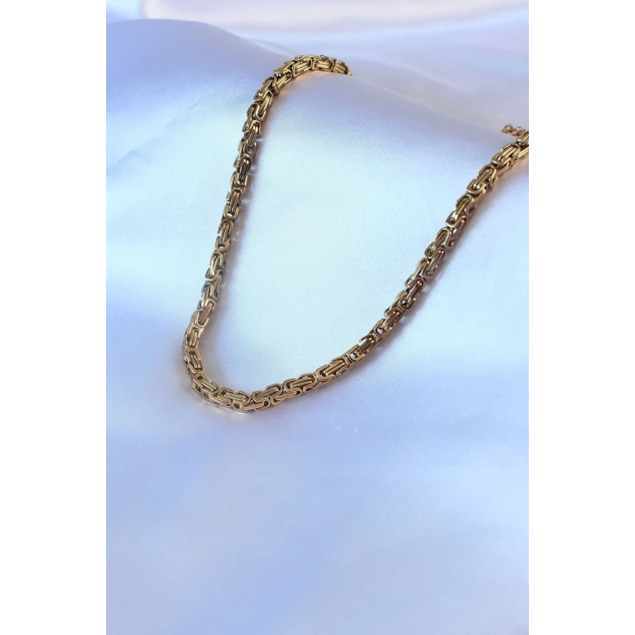 BFS 316L Çelik Gold Renk Kral Zincir Model Erkek Kolye