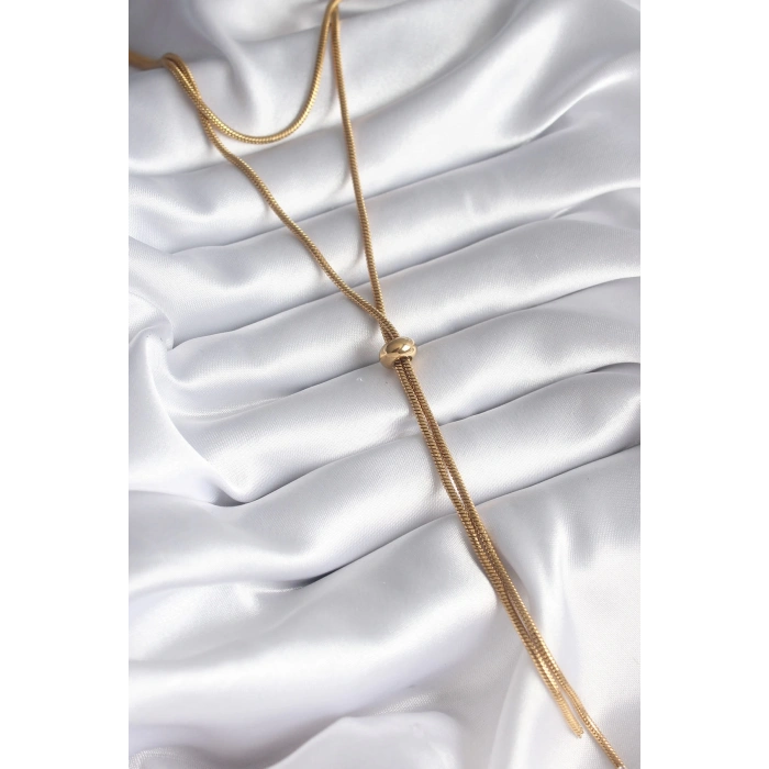 BFS 316L Çelik Gold Renk Tüp Zincir Asansör Model Kadın Kolye