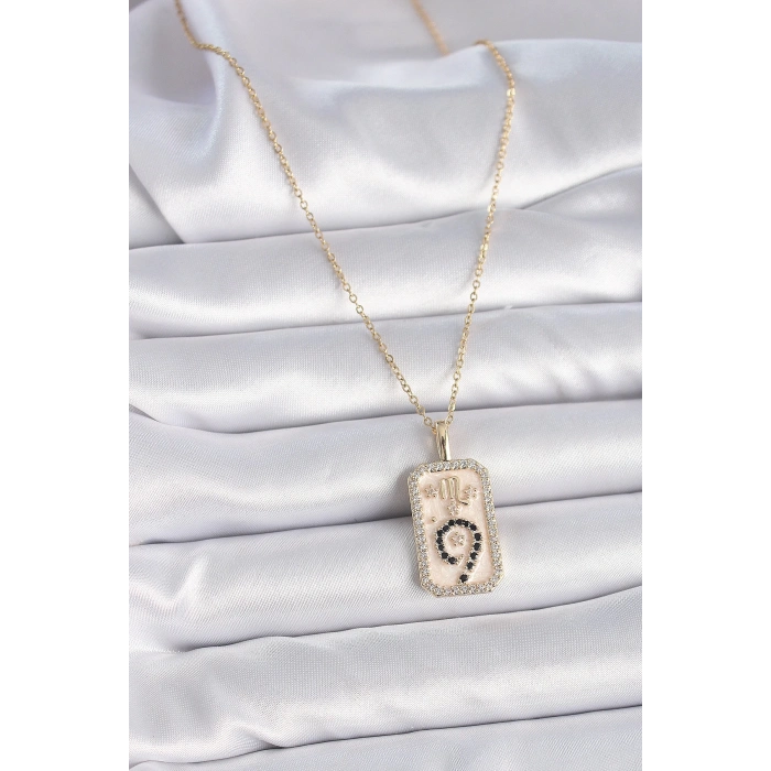 BFS 316L Çelik Gold Renk Zincir Akrep Burcu Zirkon Taşlı Kadın Kolye