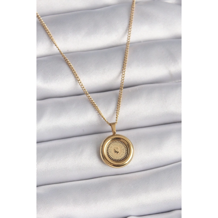 BFS 316L Çelik Gold Renk Zincir Gold Altın Model Kadın Kolye