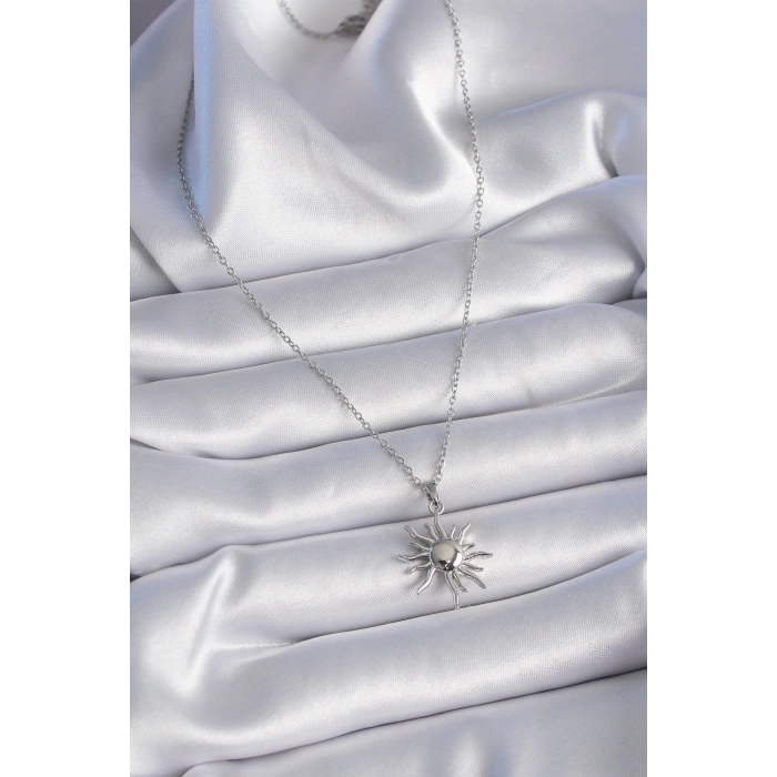 BFS 316L Çelik Gold Renk Zincir Güneş Figür Kadın Kolye