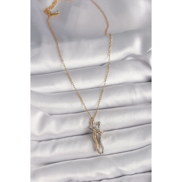 BFS 316L Çelik Gold Renk Zincir Renkli Sarılma Model Kadın Kolye