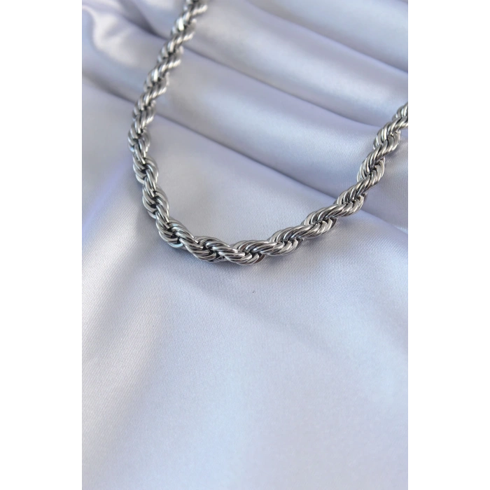 BFS 316L Çelik Gümüş Renk Burgu Model 45 cm Kadın Kolye