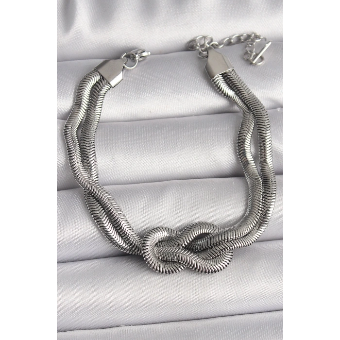 BFS 316L Çelik Gümüş Renk Düğüm Model Kadın Bileklik