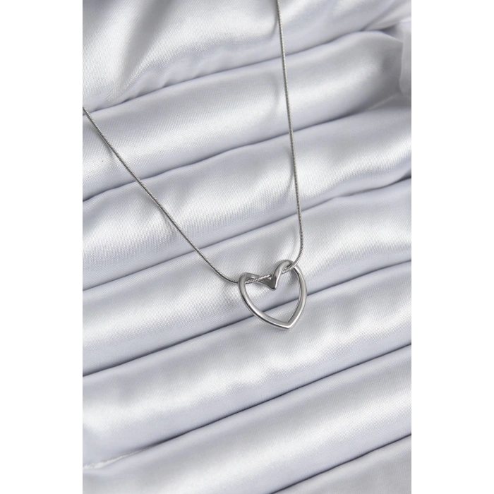 BFS 316L Çelik Gümüş Renk Kalp Model Kadın Kolye