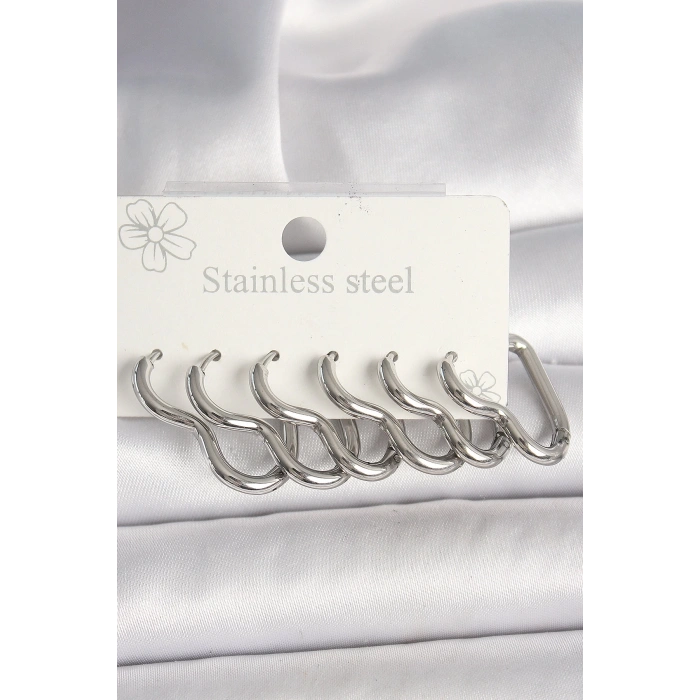 BFS 316L Çelik Gümüş Renk Kalp Model Kadın Küpe Seti