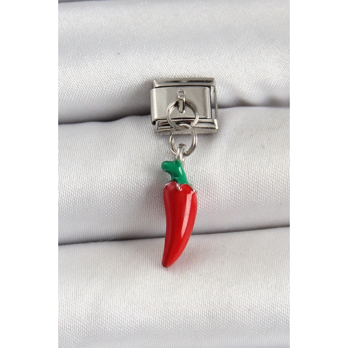 BFS 316L Çelik Gümüş Renk Kapya Biber Model Nomination Charm