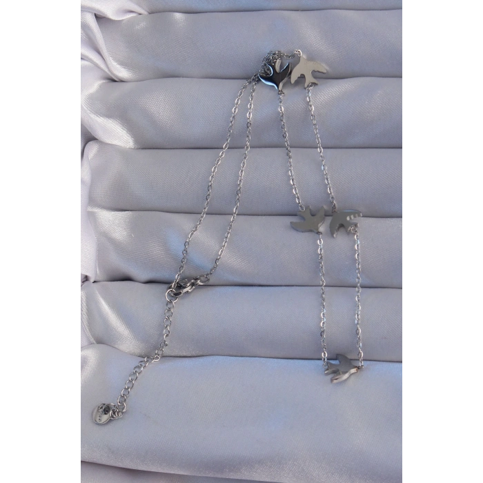 BFS 316L Çelik Gümüş Renk Kuş Model Kolye