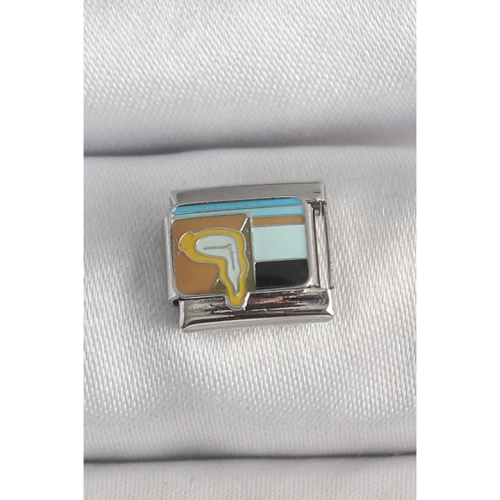 BFS 316L Çelik Gümüş Renk Renkli Portre Model Nomination Charm