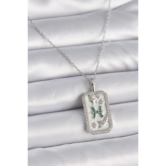 BFS 316L Çelik Gümüş Renk Zincir Balık Burcu Zirkon Taşlı Kadın Kolye