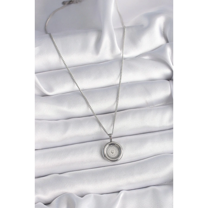 BFS 316L Çelik Gümüş Renk Zincir Gümüş Renk Altın Model Kadın Kolye