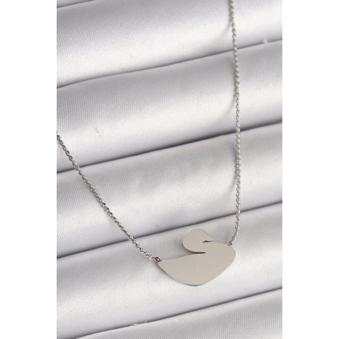 BFS 316L Çelik Gümüş Renk Zincir Kuğu Model Kadın Kolye