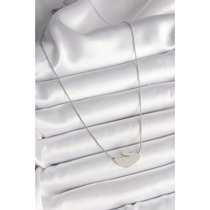 BFS 316L Çelik Gümüş Renk Zincir Kuğu Model Kadın Kolye