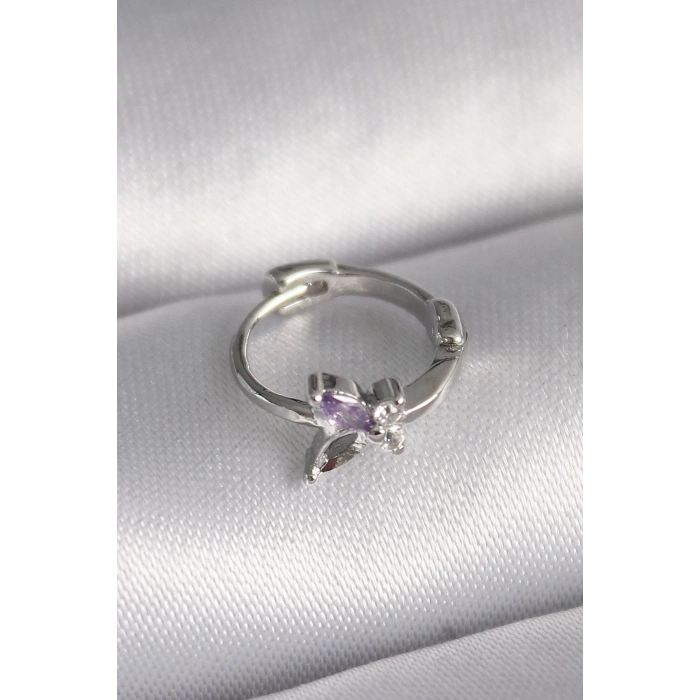 BFS 316L Çelik Gümüş Renk Zirkon Taşlı Kelebek Model Tragus Piercing