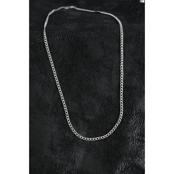 BFS 316L Çelik İnce Klasik Zincir Model Gümüş Renk Erkek Kolye