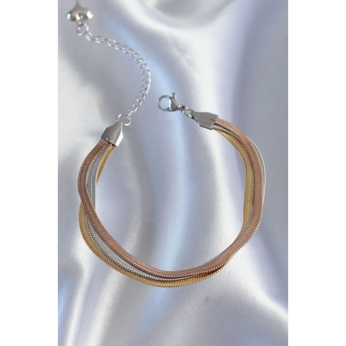 BFS 316L Çelik Renkli İtalyan Zincir Model Çoklu Bileklik