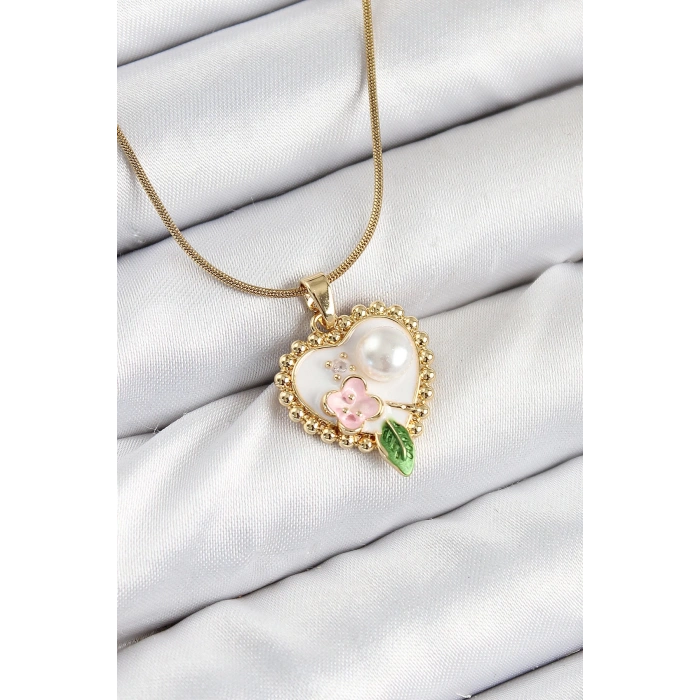 BFS 316L Çelik Sanatsal Portre Model Gold Renk Kadın Kolye