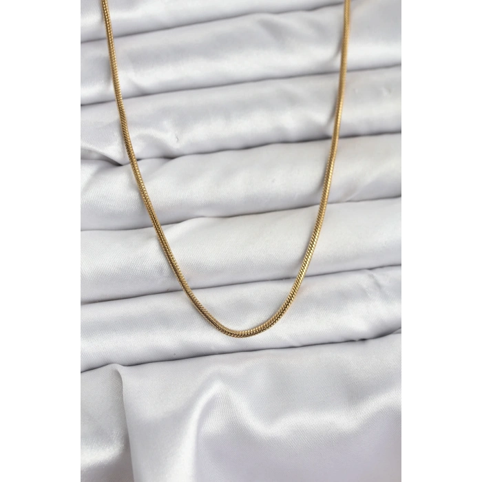 BFS 316L Çelik Zincir Gold Renk 60 cm Yılan Zincir Kadın Kolye