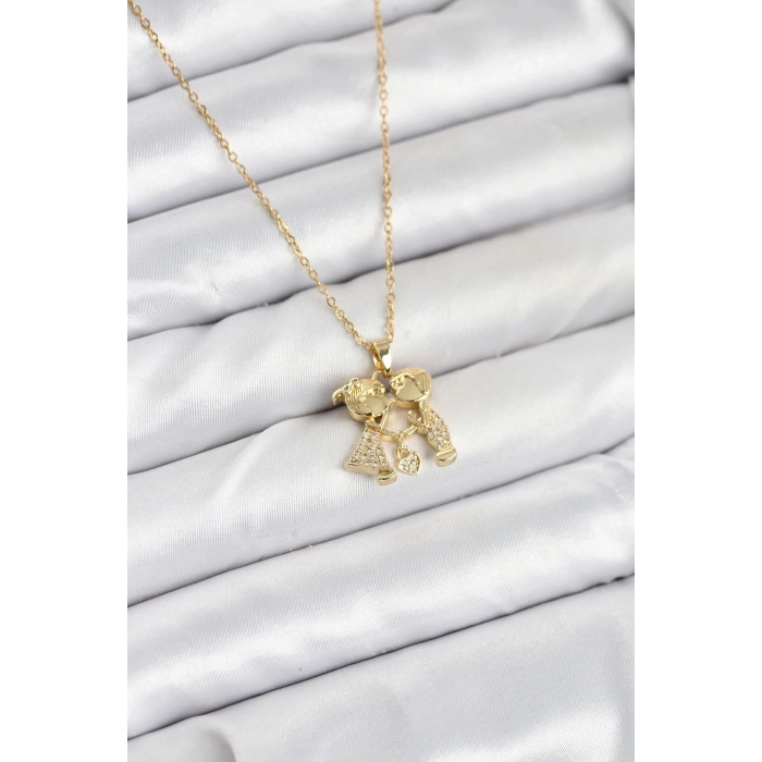 BFS 316L Çelik Zincir Gold Renk Erkek Kız Model Kadın Kolye
