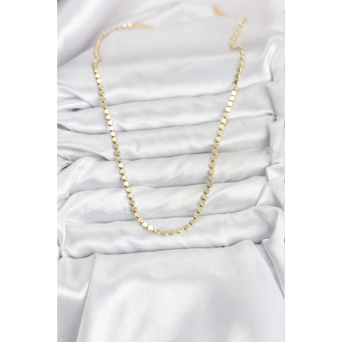 BFS 316L Çelik Zincir Gold Renk Ezme Zincir Model 65 cm Kadın Kolye