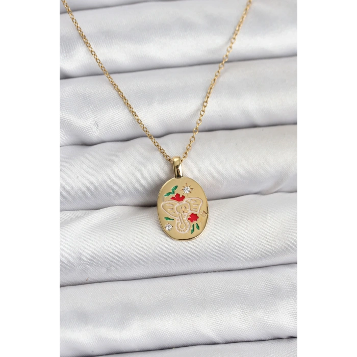 BFS 316L Çelik Zincir Gold Renk Fil Figürlü Kadın Kolye