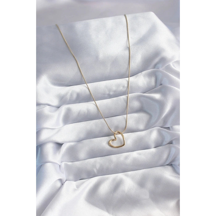 BFS 316L Çelik Zincir Gold Renk Kalp Model Kadın Kolye