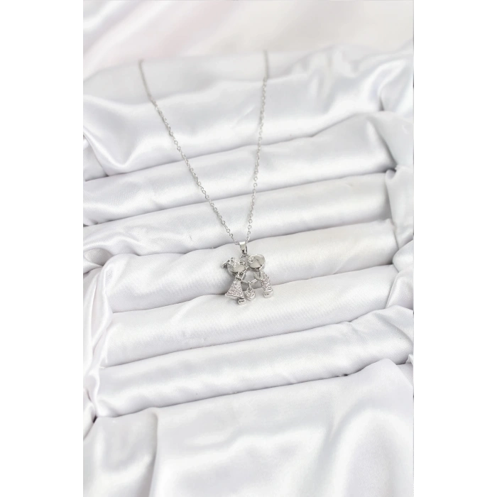 BFS 316L Çelik Zincir Gümüş Renk Erkek Kız Model Kadın Kolye