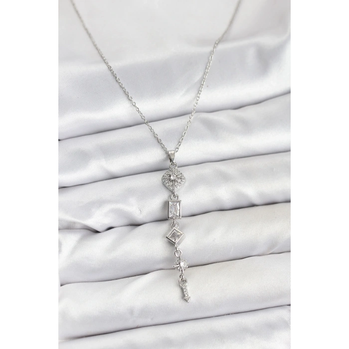 BFS 316L Çelik Zincir Gümüş Renk Kutup Yıldızı Enerji Model Kadın Y Kolye