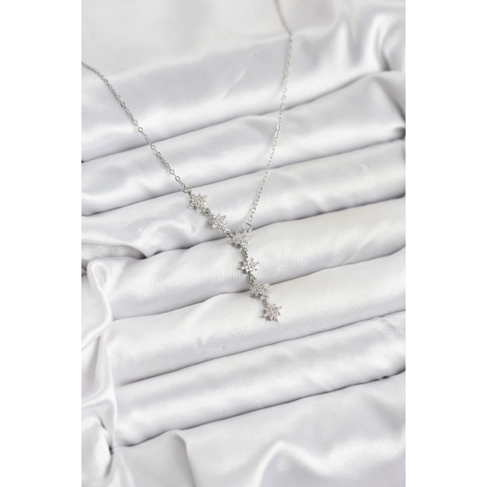 BFS 316L Çelik Zincir Gümüş Renk Kutup Yıldızı Model Kadın Kolye