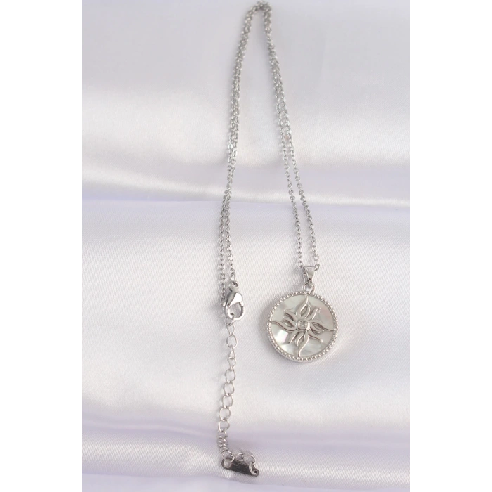 BFS 316L Çelik Zincir Gümüş Renk Oval Tasarımlı Güneş Kolye