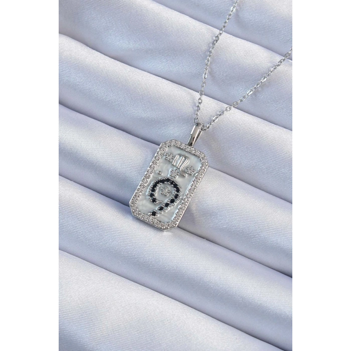 BFS 316L Çelik Zincir Gümüş Renk Zirkon Taşlı Minimal Papatya Figürlü Tarot Kolye