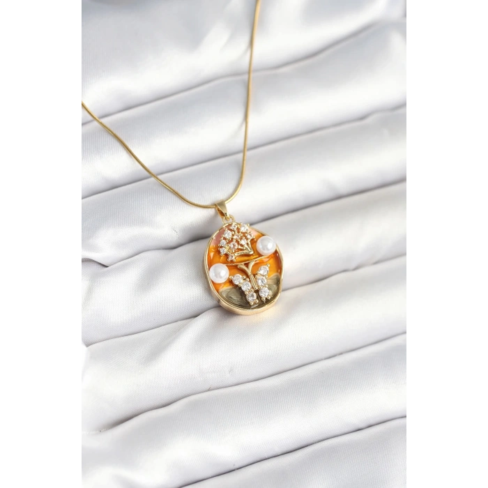 BFS 316L Çelik Zincir Kelebek Model Sanatsal Portre Kadın Kolye