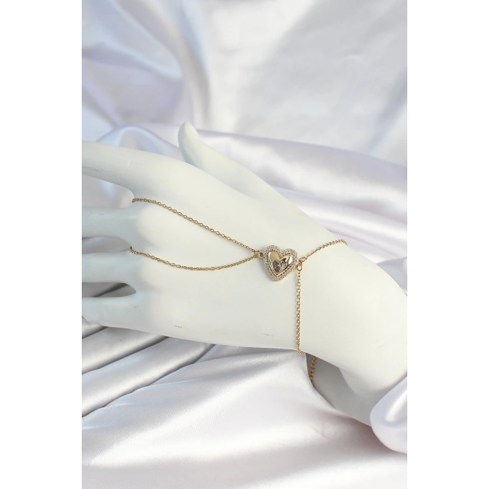 BFS 316L Çelik Zincirli Gold Renk Kalp Figürlü Şahmeran