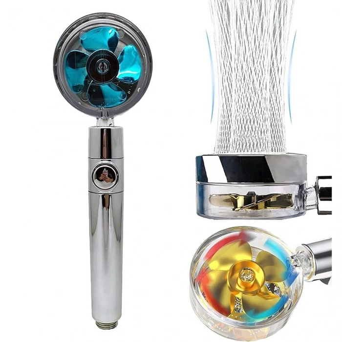 Mey İthalat® 360 Derece Dönebilen Pervaneli Turbo  Duş Başlığı
