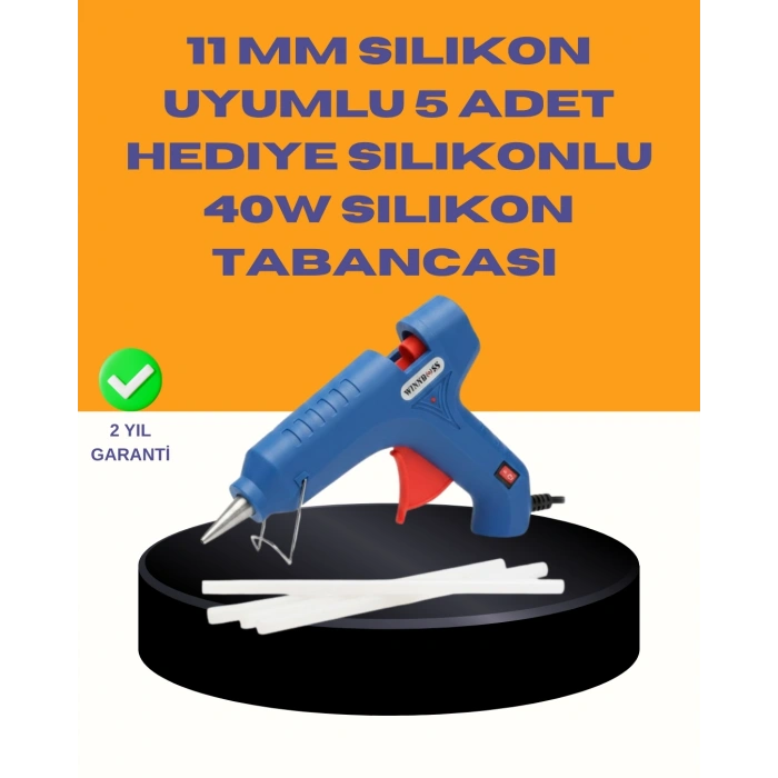 Mey İthalat® 40W Sıcak Mum Silikon Tabancası 5 Silikon Hediyeli Hızlı Yapıştırma
