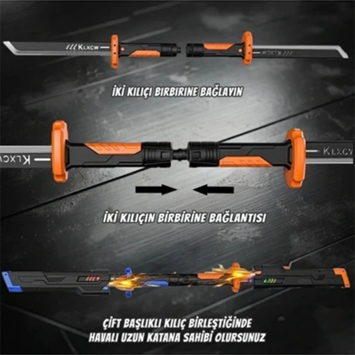 BFS 456-38M 44 CM KIVILCIM ÇIKARAN FARKLI RENKLERDE LED IŞIN KILICI 2 KILIÇ BİRLEŞTR