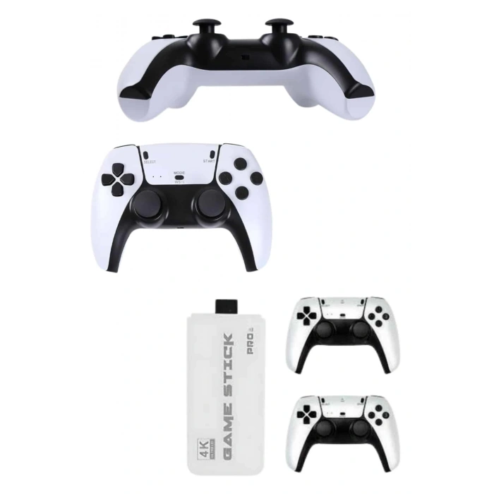 BFS 4K HD Görüntü Kaliteli Retro Game Stick 20000 Oyunlu Çift Kollu Beyaz Game Stick
