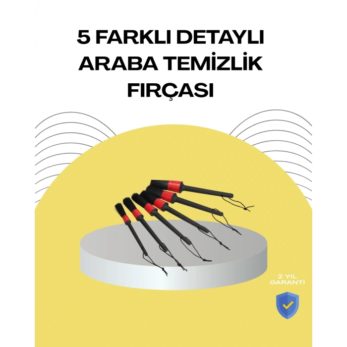 BFS 5 Boy Fırçalı Araba Temizlik Seti-Derin Temizlik Sağlayan Yumuşak Fırçalar